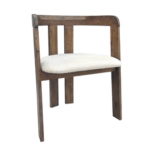 Rebecca - Sedia da pranzo in rovere fumé con seduta imbottita in beige