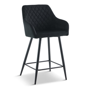 Carlo - sgabello da bar velluto nero con braccioli 65 cm