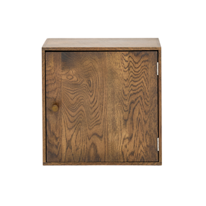 Rumi Scaffale a muro con anta e ripiano 33x20x33 cm rovere fumé incl. supporto a muro