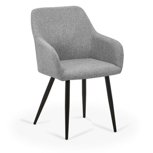 Jenna - Sedia da pranzo tessuto grigio con gambe nere