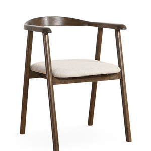 Jocelyn - Sedia da pranzo in rovere affumicato con seduta in tessuto beige