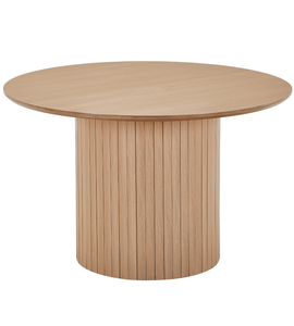Tavolo da pranzo Riccardo in melamina effetto rovere con gambe a colonna Ø120 cm