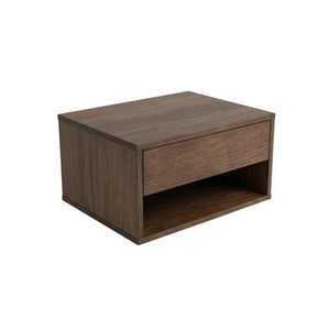 Comodino Selina / mensola a muro in rovere fumé 38x30x20 cm incl. supporto a muro