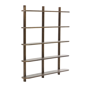 Scaffale a parete Juliet in rovere fumé con 5 ripiani H:140 x P:22 x L:130 cm