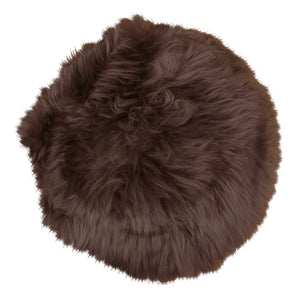 Cuscino in vera pelle di pecora - Marrone Ø35 cm