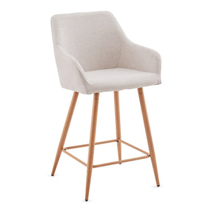 Jenna Sgabello da bar - tessuto beige con braccioli 65 cm