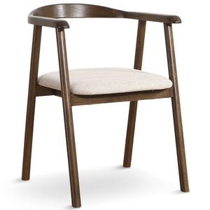 Jocelyn - Sedia da pranzo in rovere affumicato con seduta in tessuto beige