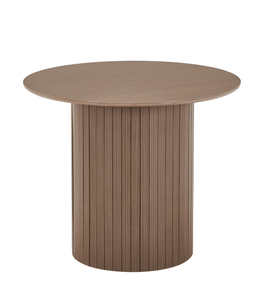 Tavolo da pranzo Riccardo in melamina effetto rovere affumicato con gambe a colonna Ø90 cm
