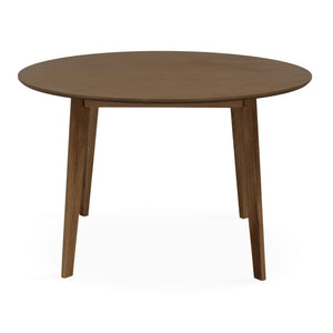 Miles – Tavolo da pranzo rotondo Ø120 cm in impiallacciatura di rovere affumicato con motivo a spina di pesce