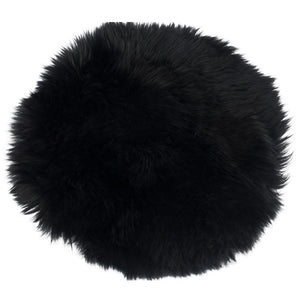 Tappeto in pelle di pecora rotondo nero Ø35 cm - Imitazione