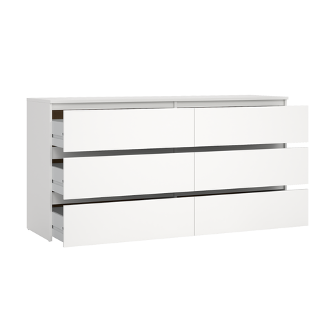 Maise cassettiera 70x138x41 cm con 6 cassetti in bianco