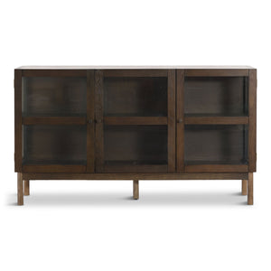 Havana - Credenza/armadio in vetro in rovere fumé a 3 ante - 80x40x140 cm