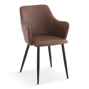 Isabella - sedia da pranzo in ecopelle marrone