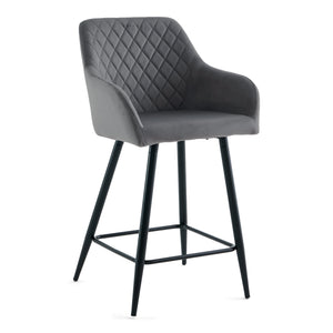 Carlo - sgabello da bar in velluto grigio con braccioli 65 cm