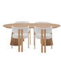Set da pranzo - 4 sedie Eloise beige effetto rovere + tavolo da pranzo Lewis ø120 in rovere con prolunga