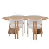 Set da pranzo - 4 sedie Eloise beige effetto rovere + tavolo da pranzo Lewis ø120 in rovere con prolunga