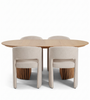 Set da pranzo – Tavolo da pranzo Lewis a doghe con prolunga in impiallacciatura di rovere + 4 sedie da pranzo Daniella in beige