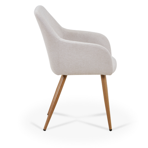 Jenna - Sedia da pranzo tessuto beige con finitura in rovere