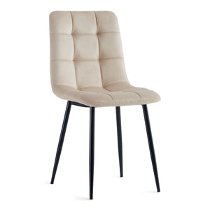 Jessi Sedia da pranzo - velluto beige con gambe in metallo nero