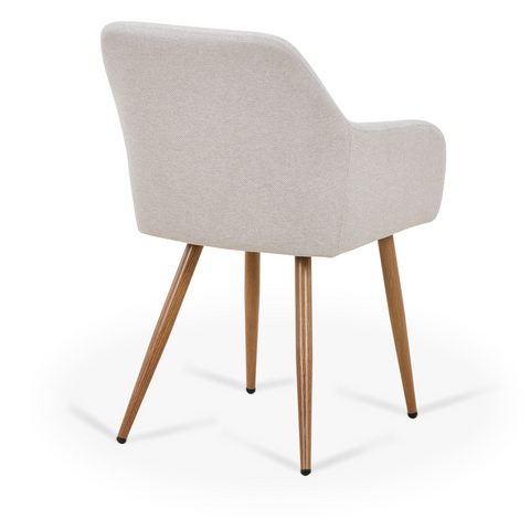 Jenna - Sedia da pranzo tessuto beige con finitura in rovere