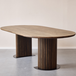 Matteo - Tavolo Plank Tavolo artigianale con base a doghe in rovere fumé 240x120x77 cm