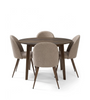Set da pranzo – Tavolo da pranzo Miles con motivo a spina di pesce in rovere + 4 sedie da pranzo Annika color sabbia