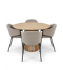 Set da pranzo – Harris rotondo effetto rovere + 4 x Carolina in bouclé beige