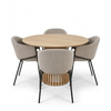 Set da pranzo – Harris rotondo effetto rovere + 4 x Carolina in bouclé beige