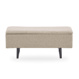 Malika panchina con contenitore in bouclé beige 95x35x42 cm