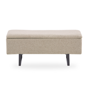 Malika panchina con contenitore in bouclé beige 95x35x42 cm