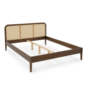 Giroletto Jamie in rovere fumé con testata in vimini rattan 180x200 cm