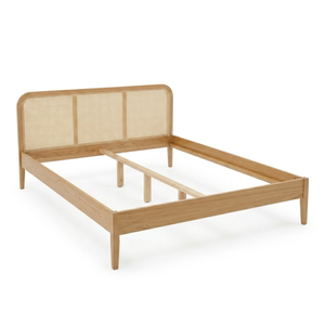 Struttura letto Jamie in rovere con testata in vimini rattan 180x200 cm