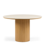 Tavolo da pranzo rotondo Enzo con piano in pietra beige e base a doghe in rovere Ø120 cm