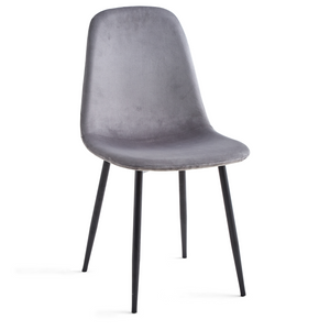 Anna - Sedia da pranzo velluto grigio imbottito