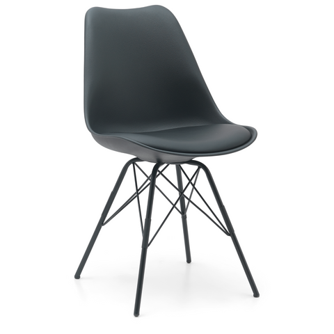 Hannah - Sedia da pranzo nero con gambe nere