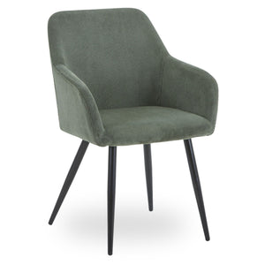 Jenna - Sedia da pranzo velluto verde con gambe nere