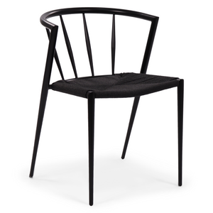 Bella - Sedia da tavolo nero/nero con seduta intrecciata