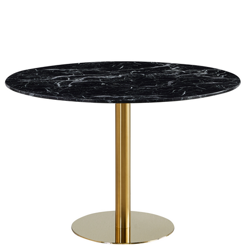 Lazio - tavolo rotondo da pranzo in marmo nero effetto con gambe in ottone/oro - Ø110 cm