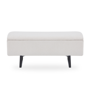 Malika panchina con contenitore in bouclé bianco 95x35x42 cm