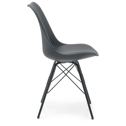 Hannah - Sedia da pranzo nero con gambe nere