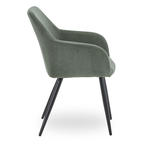Jenna - Sedia da pranzo velluto verde con gambe nere