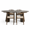Set da pranzo – Tavolo da pranzo Lewis a doghe con prolunga in rovere affumicato impiallacciato + 4 sedie da pranzo Tori con seduta intrecciata in rovere affumicato