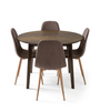 Set da pranzo – Tavolo da pranzo Miles con motivo a spina di pesce in rovere affumicato + 4 sedie da pranzo Anna in marrone