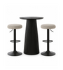 Set da bar con tavolo da bar Lewis in rovere affumicato e 2 sgabelli da bar Ditte color sabbia