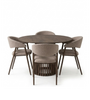 Set da pranzo – Harris rotondo in finitura rovere affumicato + 4 x Ebba sabbia con gambe in finitura rovere affumicato