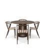 Set da pranzo – Harris rotondo in finitura rovere affumicato + 4 sedie Bella con gambe in finitura rovere affumicato e seduta intrecciata