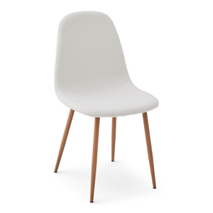Anna Sedia da pranzo - bouclé bianco con gambe in rovere