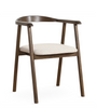 Jocelyn - Sedia da pranzo in rovere affumicato con seduta in tessuto beige