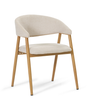 Sedia da pranzo Ebba - Tessile beige con gambe in legno di quercia