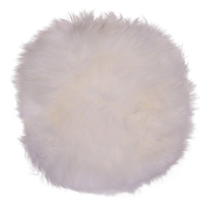 Cuscino tondo in similpelle con pelle di pecora bianca Ø35 cm
